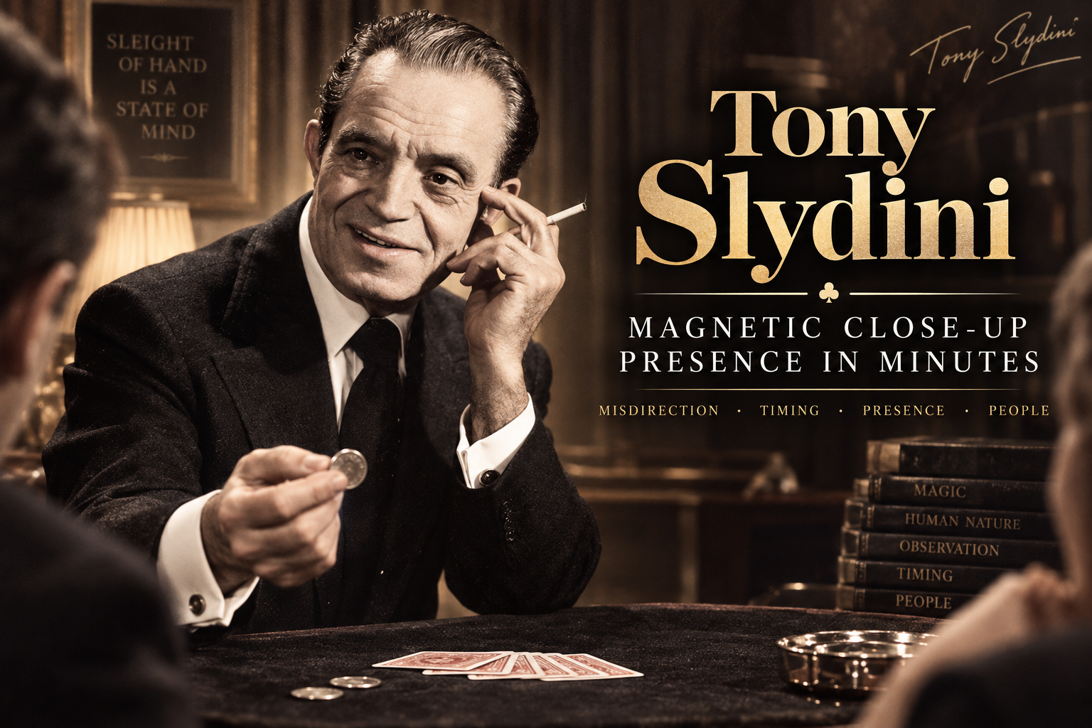 This guide explains how Tony Slydini Magnetic Close-Up Presence In Minutes engineered presence on demand by controlling eye-line, object-path, and timing.